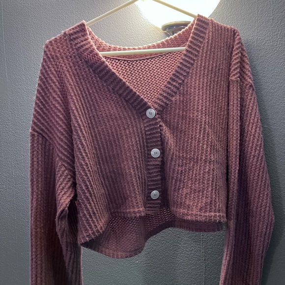 Super Cute Waffle Cropped Long Sleeve Large - Picture 1 of 2